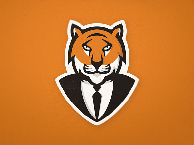 Tiger business suit mascot character logo design symbol icon