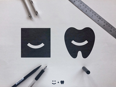 The Smile Space - Logo Concepts black white dentist dentistry identity designer emoji geometric art negative space smart mark smile logomark design smiley face square logo teeth sketch process tooth fairy