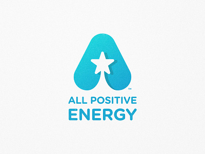 All Positive Energy - Logotype Design a letter a day blue gradient gotham rounded grain texture logomark logotype designer mark symbol negative space positive vibes round icons shooting stars star logo