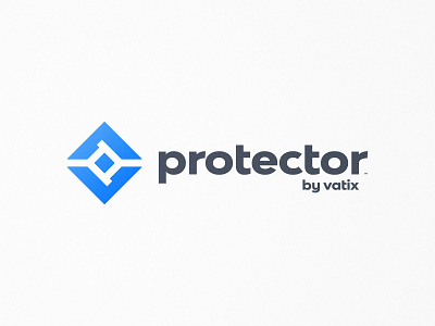 Vatix Protector - Logo Design blue and white branding brand identity designer for hire gradient color logomark logotype design mark making negative space logo protector symbol icon symmetry v letter
