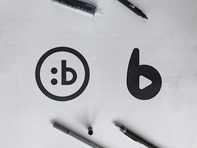 Betr - Logo Concepts b letter black and white emoji flatdesign lettermark logos 2d logotype designer media logo monogram design negative space negativespace play button