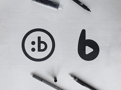 Betr - Logo Concepts b letter black and white emoji flatdesign lettermark logos 2d logotype designer media logo monogram design negative space negativespace play button