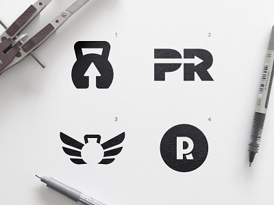 New PR Store - Logo Concepts arrow head black and white crossfit gym logo kettle bell kettlebell monogram letter mark negative space negativespace weight lifting wings wingsbranding