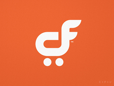 Cart Flows - Logomark Design c logo cf clever illustration smart visual double meaning f letter logomark mark icon symbol monogram design orange and white shopping cart trademark trolley