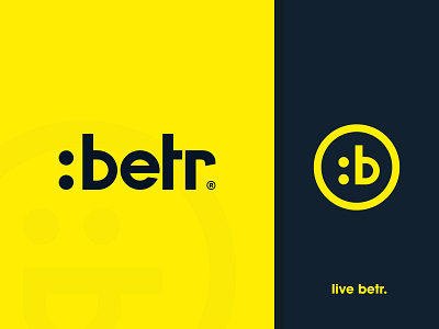 :betr - Logotype Design b letter black and yellow brand brand identity brand identity designer branding custom font design emoji flatdesign identity designer illustration lettermark logomark logotype design logotype designer negative space smart mark typography wordmark logo