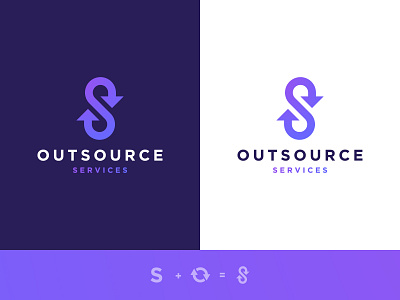 Outsource Services - Logotype Design arrows brand brand identity branding design grid layout identity identity designer illustration lettermark logo logo design logomark logotype designer mark negative space purple gradient s letter smart mark typography