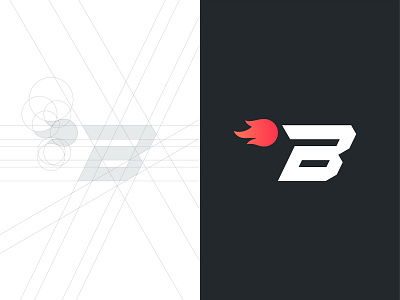 Bevel Unlimited - Logo Grid b letter brand branding fast fire flame grid design identity designer lettermark logotype design slanted typography