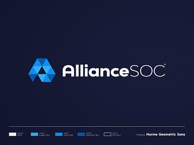 Alliance SOC - Brand Identity a letter a day blue and white brand brand identity branding design identity design identity designer illustration lettermark logo logo design logomark logotype designer mark negative space smart mark style guide triangles typography