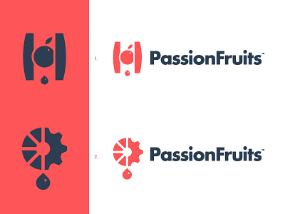 Passion Fruits - Logotype Concepts brand branding cog drop for sale unused buy fruit identity design logomarks logos logotype designer modern logo smart mark