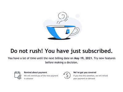 Do not rush! You have just subscribed billing cancel illustration payment refund rush subscription tea vector