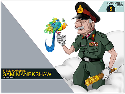 FIELD MARSHAL- SAM MANEKSHAW adobe animate art artwork caricature digital art illustration photoshop sketch