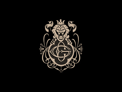 Monogram C + G with Lion antique branding illustration logo monogram monogram letter mark typography vintage