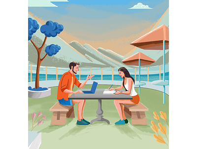 Couple Date at Coffe Shop app boba branding design flat illustration logo minimal ui vector website