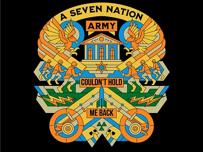 Seven Nation Army 90s album app artwork branding design flat illustration minimal poster radio song vector website