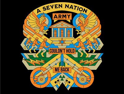 Seven Nation Army 90s album app artwork branding design flat illustration minimal poster radio song vector website