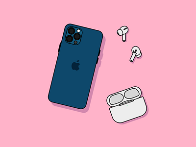 Phone airpods graphic design illustration iphone vector vivid