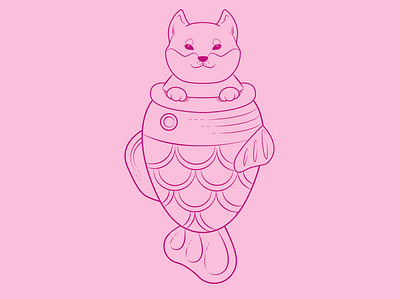 Taiyaki Shiba dog graphic design illustration japan pink taiyaki vector vivid