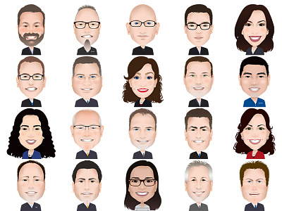 Corporate Avatars adobe avatar cartoon corporate gradient mesh illustration illustrator portraits