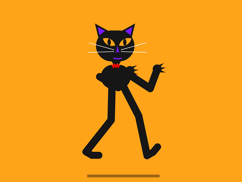 Evil beheaded cat 2d animation cat charachter character animation halloween walkcycle