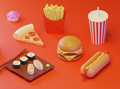 Delivery app hero illustration low poly