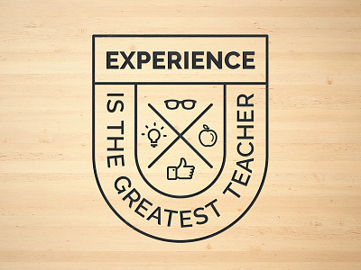 UX Workflow - Experience is the greatest Teacher badge brand branding culture experience icons insigna like modern ux