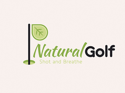 Natural Golf Logo ball brand eco flagstick fun golf green leaf logo nature sport