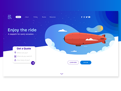 Zeppelin Website design flat illustration lettering logo minimal type typography ui web website