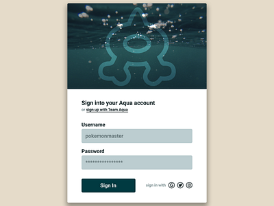 Team Aqua Login design figma figmadesign flat login form minimal pokemon teamaqua typography ui ux vector web