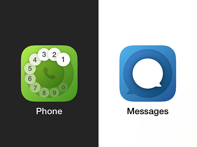Basic iOS icons app blue circle green icon ios messages phone shapes