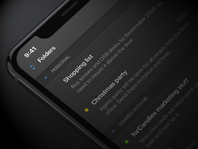 WIP: iOS notes app concept app dark ios list notes
