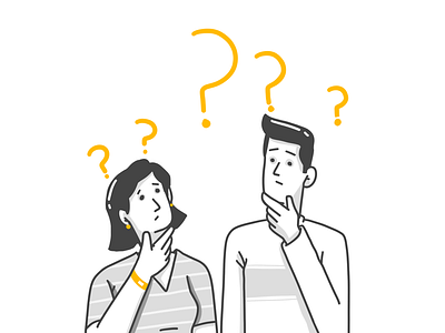 Confused faces cartoon character character design confused enthusiastic illustration lady lady and man learn more man