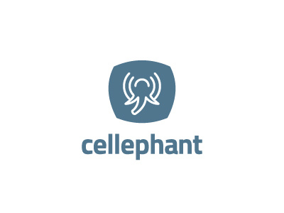 Cellephant Logo animal broadcast digital elephant logo signal titillium waves wireless