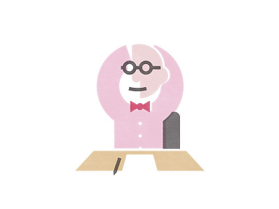 Wall Of Wally bowtie desk geometric glasses illustration minimal olins person pink wall wally