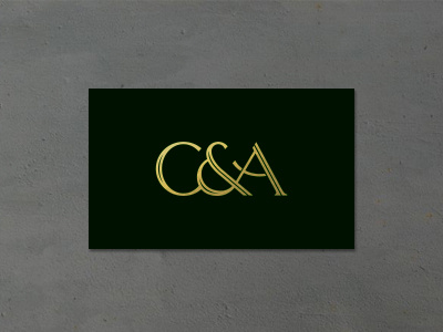 C&A Monogram Logo custom typography card ligature a c ampersand gold dark black monogram logo