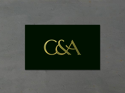 C&A Monogram Logo a ampersand black c card custom dark gold ligature logo monogram typography