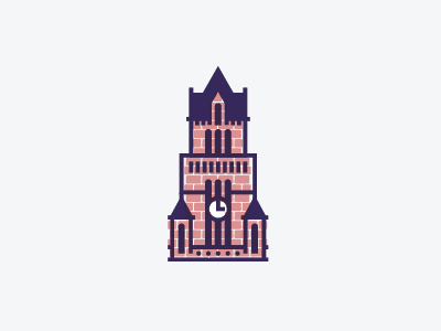 Clock Tower architecture brick building clock courthouse illustration texas tower