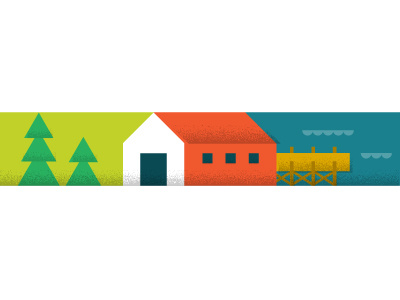Lake House waves dock house camp nature tree shapes strip geometric water lake