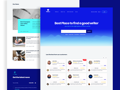 Landing page for web that provide writing service