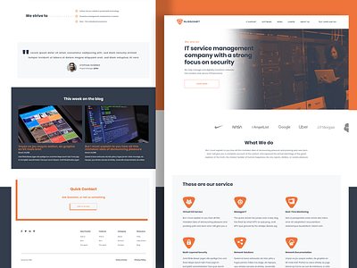 Homepage for IT Management Service Company clean modern orange simple tech ui