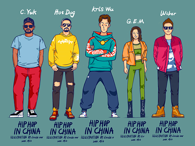 There are hip hop in China. character character art character concept character creation china gem hiphop hotdog kris wu ps ui 动画 插图 设计