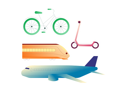 Transportation Bits design gradient illustration illustrator transport transportation travel vector