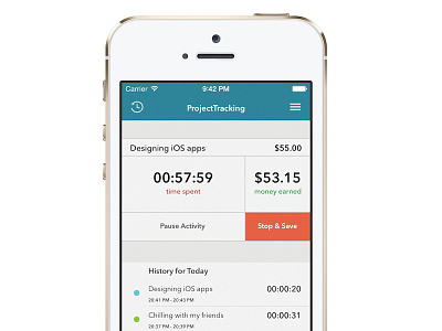 Project Tracking iOS app app design ios ios 7 photoshop project template time tracking user interface zapp design