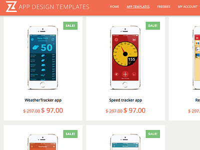 New Preview images for iOS apps grid view ios ios7 iphone iphone app product templates webshop zappdesigntemplates