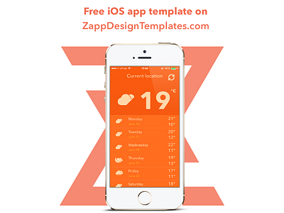 Weather App Freebie on ZappDesignTemplates.com