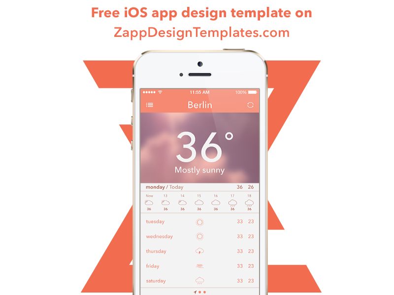 free weather ios app psd by szab dribbble dribbble