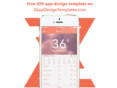 Free Weather iOS app PSD app free freebie ios ios7 iphone psd template ui ux weather zappdesigntemplates