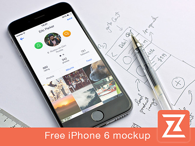 Free iPhone 6 Mockup free freebie interface ios iphone mockup mockups psd template ui zappdesigntemplates