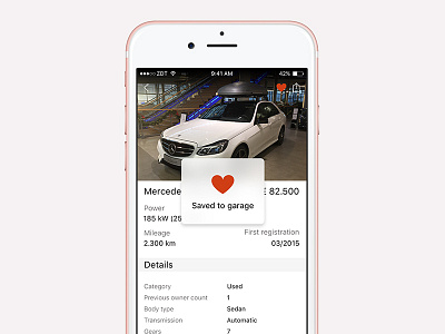 Car Dealership iOS app - saving overlay app car dealership ios iphone mobile overlay save ui ux