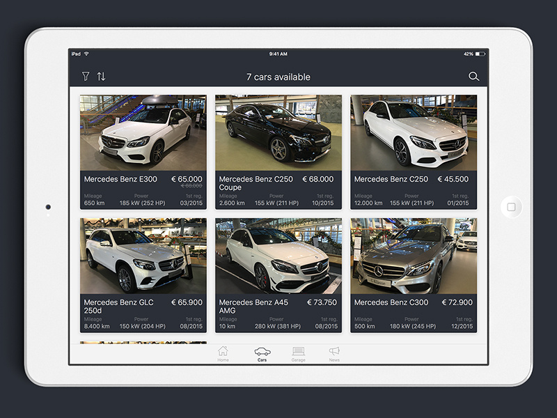 Car Dealer iOS iPad version by Szab for App Design Templates on Dribbble