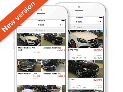 Car Dealer iOS App - New version car dealer design grid ios layout list ui